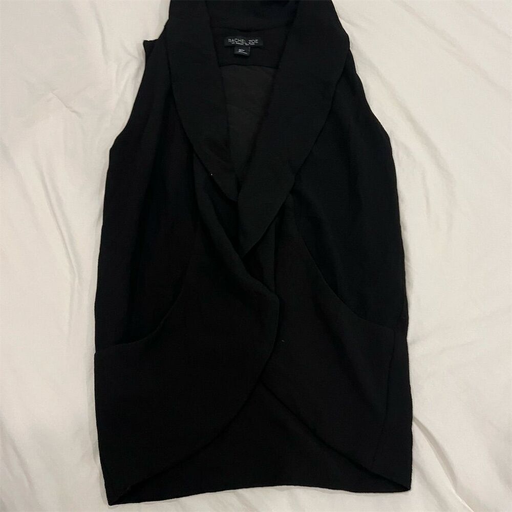 Rachel Zoe Women's Black Open Front Vest Size S Standard Sleeveless